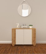 Resim B3 Concept Nort Serisi Özel Tasarım 4 Kapaklı Konsol Çok Amaçlı 1. Kalite Konsol Dolap Safir Meşe Beyaz 