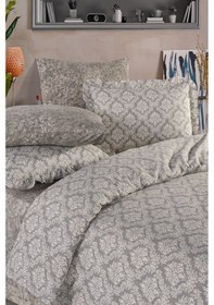 Resim Pera Serisi Fırfırlı Çift Kişilik 6 Parça Nevresim Takımı--75 Açık Gri 