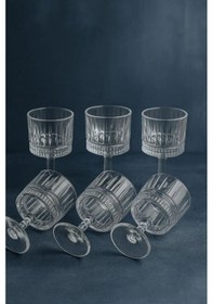 Resim 6 Lı Cam Ayaklı Kahve Yanı Su Bardağı Bardak 85ml şeffaf 