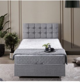 Resim Venedik Tek Kişilik Baza Başlık Comfort Ortopedik Yatak Seti - Açık Gri 90 x 200 
