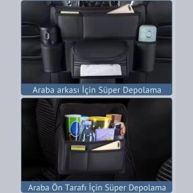 Resim Polham 8 Bölmeli Oto Ön ve Arka Koltuklar Için Organizer Çanta, Çok Fonksiyonlu Iki Koltuk Arası Çanta 