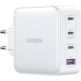 Resim Ugreen Nexode GaN X 100W Hızlı Şarj Cihazı 4 Portlu PD QC 3xUSB-C, 1xUSB-A, Beyaz, 15337 