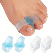 Resim Erkekler ve kadınlar için 2 adet/1 çift Yumuşak Jel Ayak Parmak Ayırıcı, 2 Döngülü Büyük Ayak Parmak Aralık Pedleri, Mavi/Şeffaf 