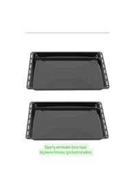 Resim Ankastre Parlak Derin Fırın Tepsisi 2 Li Set 45,5 37,5 3,5 Cm Granit Siyah 