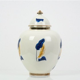 Resim Vitale Mavi Gold Yaprak Desenli Şah Küp 38 Cm Ak.nrh0057 