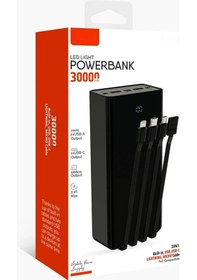 Resim 30.000 Mah Çoklu Kablolu Dijital Gösterge Powerbank Şarj Aleti 2x Usb Çıkışlı Powebank 30.000 Mah 
