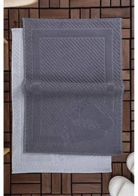 Resim Leoline %100 Pamuk Premium 2'li Ayak Havlusu - Gri - Antrasit Gri - Antrasit 