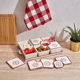 Resim Aryıldız Bird Red 15 Parça Tepsili Dikdörtgen Kahvaltılık 