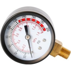 Resim Pazly İki Çift Skalalı Hidrolik Basınç Göstergesi - 0-1.4mpa/200psı, 1/8 Npt Bağlantılı, Hava Kompresörü İçin 