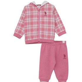 Resim U.S. Polo Assn. Kız Bebek Pembe 3'lü Takım Krem 