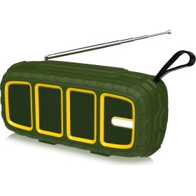 Resim New Rixing NR-5018FM Anten ile Açık Taşınabilir Bluetooth Hoparlör Yeşil + Sarı (Yurt Dışından) 