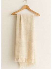 Resim Elyaflı Müslin Battaniye 100x120 Cm Bej 