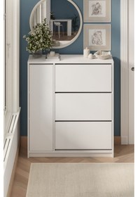 Resim Düşer Kapak Ayakkabılık 4 Kapaklı 6 Bölmeli Kayar Raflı Ayakkabılık Gizem Beyaz Beyaz 