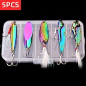Resim Balıkçılık Yem Seti 5 Adet Trolling Jigging Yem Metal Kaşık Bas Pike Crank Tackle Aksesuarları Wobblers Kit 