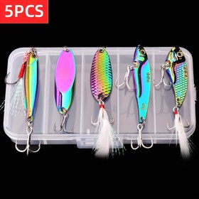 Resim Balıkçılık Yem Seti 5 Adet Trolling Jigging Yem Metal Kaşık Bas Pike Crank Tackle Aksesuarları Wobblers Kit 