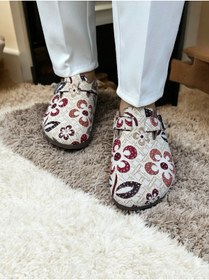 Resim Mycorni Kilim Desenli Unisex Anatomik Doğal Mantar Taban Kapalı Terlik 