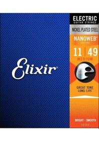Resim Elixir 12102 Nanoweb Medium Elektro Gitar Teli 11-49 