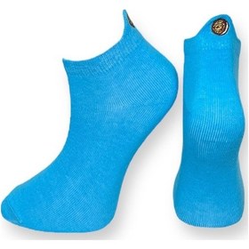 Resim Me-vo Tekli Mavi Renkli Bay/bayan Unisex Esnek Nem Alabilen Pamuklu Oreo Desenli Patik Çorap Mavi 