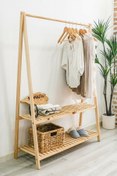 Resim BRK Design Ahsap Konfeksiyon Askılık Iki Raflı 148 X 106 cm 
