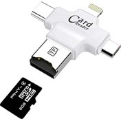 Resim 4 In 1 Ios Android Type-C Lightning Usb-A Micro Sd Tf Kart Okuyucu 