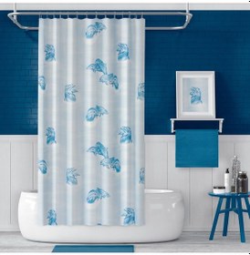 Resim Banyo Perdesi 7085 2x110x200, Perde Borusu Askı Aparatı Köşe Boru Beyaz Hediyeli, Duş Perdesi Seti Çok Renkli 