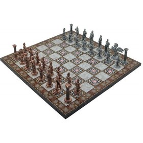 Resim Gifthome Metal Satranç Takımı/seti,büyük,pegasus, Antik, Katlanır Sedef Desenli Satranç Tahtası 