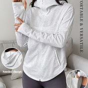 Resim Kadınlar İçin Beyaz Kapüşonlu Ceket - Tam Fermuarlı Ön & Dahili Cep - Tüm Mevsimler İçin Spor Dış Giyim, Kapüşonlu Yaka, Cep Depolama, Spor Salonu, Günlük, Seyahat İçin Makinede Yıkanabilir Mont - Cep-den-Cep Tasarım (Topaklanma Yok) 