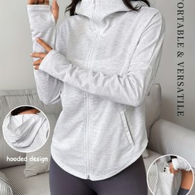Resim Kadınlar İçin Beyaz Kapüşonlu Ceket - Tam Fermuarlı Ön & Dahili Cep - Tüm Mevsimler İçin Spor Dış Giyim, Kapüşonlu Yaka, Cep Depolama, Spor Salonu, Günlük, Seyahat İçin Makinede Yıkanabilir Mont - Cep-den-Cep Tasarım (Topaklanma Yok) 