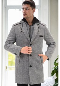 Resim Plt9371 Dewberry Erkek Palto-diagonal Siyah- Gri Diagonal Siyah- Gri 