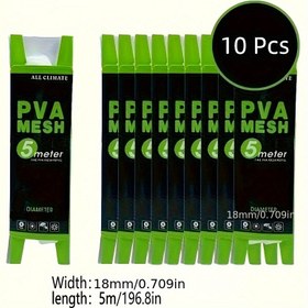 Resim 10 Paket PVA Mesh Carp Balıkçılığı Besleyici Bait Atıcı, Su Geçirmez PVC Ağı, 5m Uzunluk, 18mm Çap, Rig Tackle için, Beyaz 