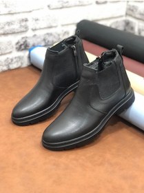 Resim Hakiki Deri Ortopedik Büyük Numara 45-46-47 Kürklü Kışlık Erkek Bot Siyah 