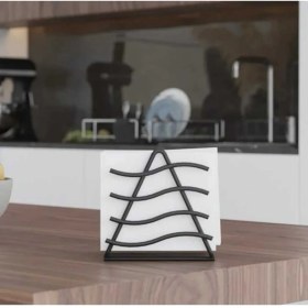 Resim Servis Sunum Seti Ekmeklik+Peçetelik Paslanmaz Metal Mat Siyah 2'li Mutfak ve Sofra Seti 