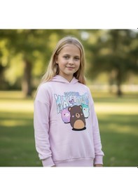 Resim Squish Kapüşonlu Kız Çocuk Tunik Sweatshirt Pembe 