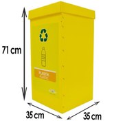 Resim Geri Dönüşüm Kutusu - Sıfır Atık Kutusu Sarı plastik 