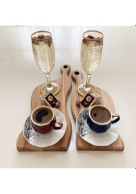 Resim Doğal Ahşap Kayın Ağacı Kesme Ve Sunum Tahtası 2'li Set Ahşap 