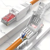 Resim 1 adet Kolay Kurulum RJ45 CAT6 Ethernet Konnektörü - Alet Gerektirmez, 23AWG'den 26AWG'ye Düz Tasarım, Erkek-Dişi, FCC Sertifikalı, İnternet Kablolama Projeleri İçin İdeal 