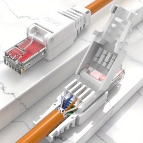 Resim 1 adet Kolay Kurulum RJ45 CAT6 Ethernet Konnektörü - Alet Gerektirmez, 23AWG'den 26AWG'ye Düz Tasarım, Erkek-Dişi, FCC Sertifikalı, İnternet Kablolama Projeleri İçin İdeal 