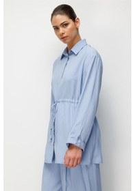Resim Mizalle Beli Büzgülü Modal Dokulu Mavi Tunik 