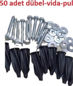 Resim Klima Gaz Beton Dübel Siyah Takım - Civata Pul Vida - 50 Adet 