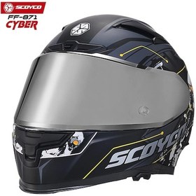 Resim Gri Camlı + Scoyco Ff-871 Cyber Güneş Vizörlü Kapalı Kask Gri - Mat Siyah 