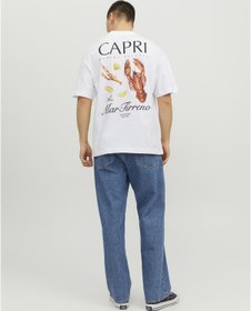 Resim Jack & Jones Montecarlo Sirt Baskili Tisört 12241610 Bright Beyaz 