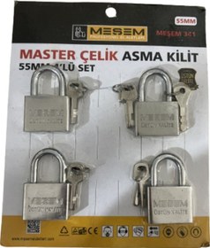 Resim Master Çelik Asma Kilit 55 Mm 4 Lü Set 