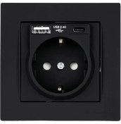 Resim Mutlusan USB Type C Priz 2.4AH Karavan USB Priz - Siyah 