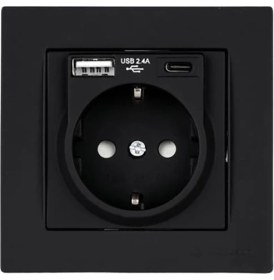 Resim Mutlusan USB Type C Priz 2.4AH Karavan USB Priz - Siyah 