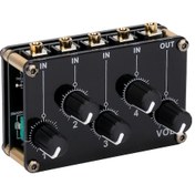 Resim Ruicoo 4 Kanal Mini Pasif Mikser: 4 Giriş 1 Çıkış Stereo Ses Birleştirici Cihazı 10" 