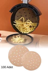 Resim homika dekorasyon 100 Adet Airfryer Pişirme Kağıdı Tek Kullanımlık Yağ Geçirmez Yapışmaz Yuvarlak Delikli Model 20 cm 