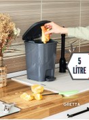 Resim Gretta 5 Litre Koyu Gri Kare Pedallı Çöp Kovası - Mutfak Tezgah Üstü, Banyo Ve Ofis Için Çöp Kovası 