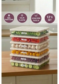 Resim Selka Home 12 Adet 1 Lt. Nora Organizer Buzdolabı Buzluk Düzenleyici Saklama Kabı 