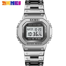 Resim Mekanik store Skmei 1456 Retro Tarz Gümüş Renk Dijital Erkek Kol Saati 