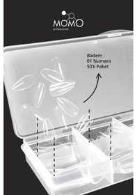 Resim Momo Professional Soft Gel Tips Badem No:01 Tek Boy 50 Li Yedek Paket 